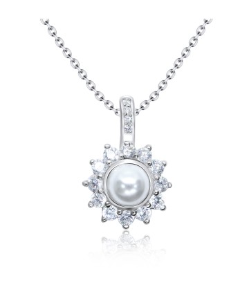 Pearly Sun Designed Silver Necklace SPE-3318